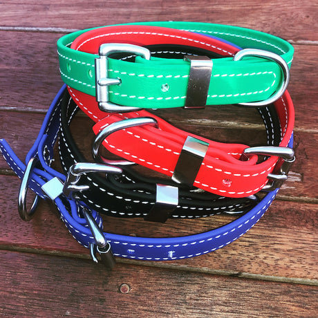 Biothane Collars with Stitched Trim
